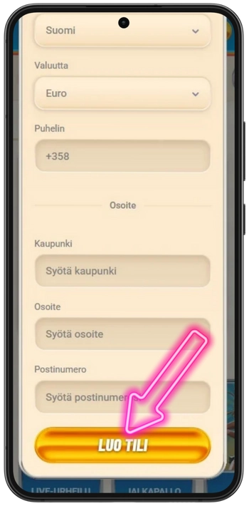 Vegasino rekisteröinti valmis