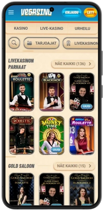 Vegasino live-kasino
