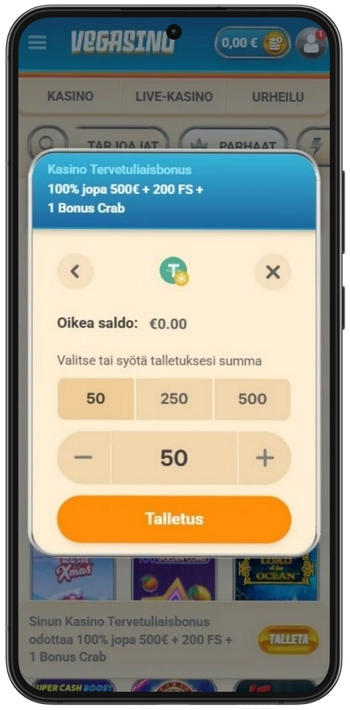 Vegasino Tether tallettaa