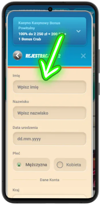 Kasyno Vegasino dane osobowe użytkownika
