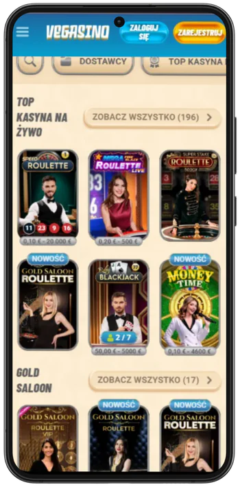 Kasyno Vegasino kasyna z krupierem na żywo