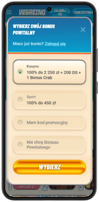Kasyno Vegasino wybór bonusu