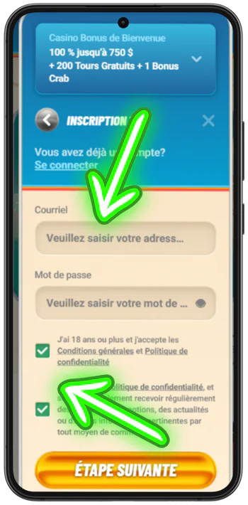 Vegasino France Saisissez votre adresse e-mail et votre mot de passe, et veillez à accepter le règlement du site